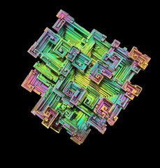 Pounique Bismuth Crystal rainbow hues highlighting stair-step patterns for energy work and collection.