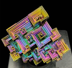 Pounique bismuth crystal rainbow surface enhances ambience and focus.