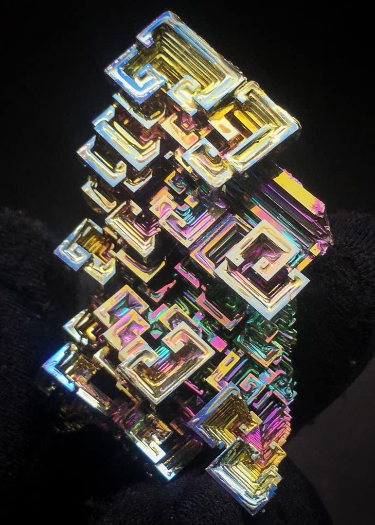 Pounique bismuth crystal tabletop display suitable for desks and altars.