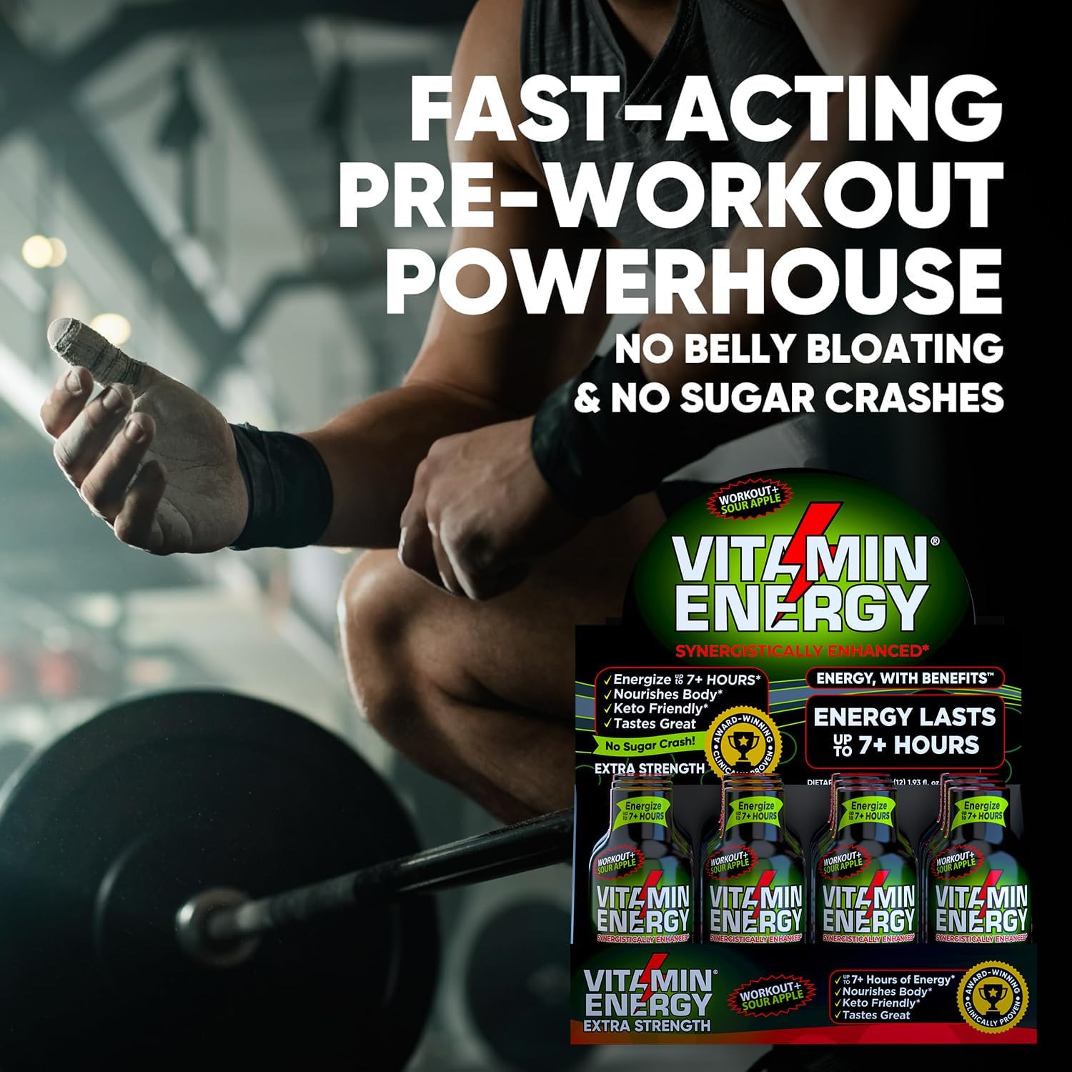 Pour-and-go moment with Vitamin Energy Shot during gym break