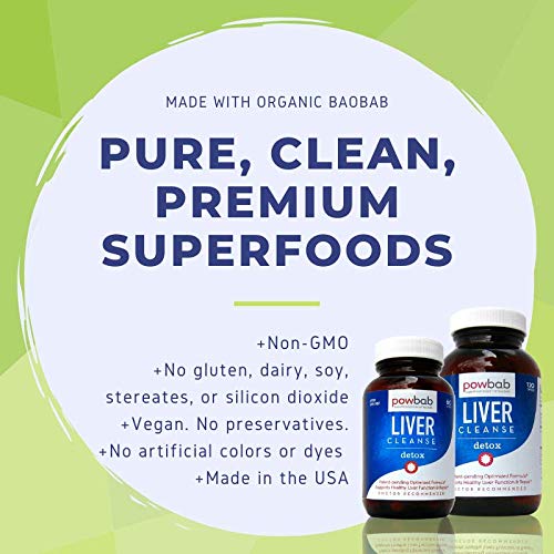 Powbab Liver Cleanse Detox bottle with glass of water ready to take.