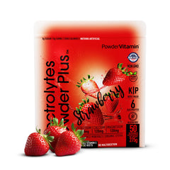 PowderVitamin Electrolytes Keto Strawberry pouch for on-the-go hydration without sugar.