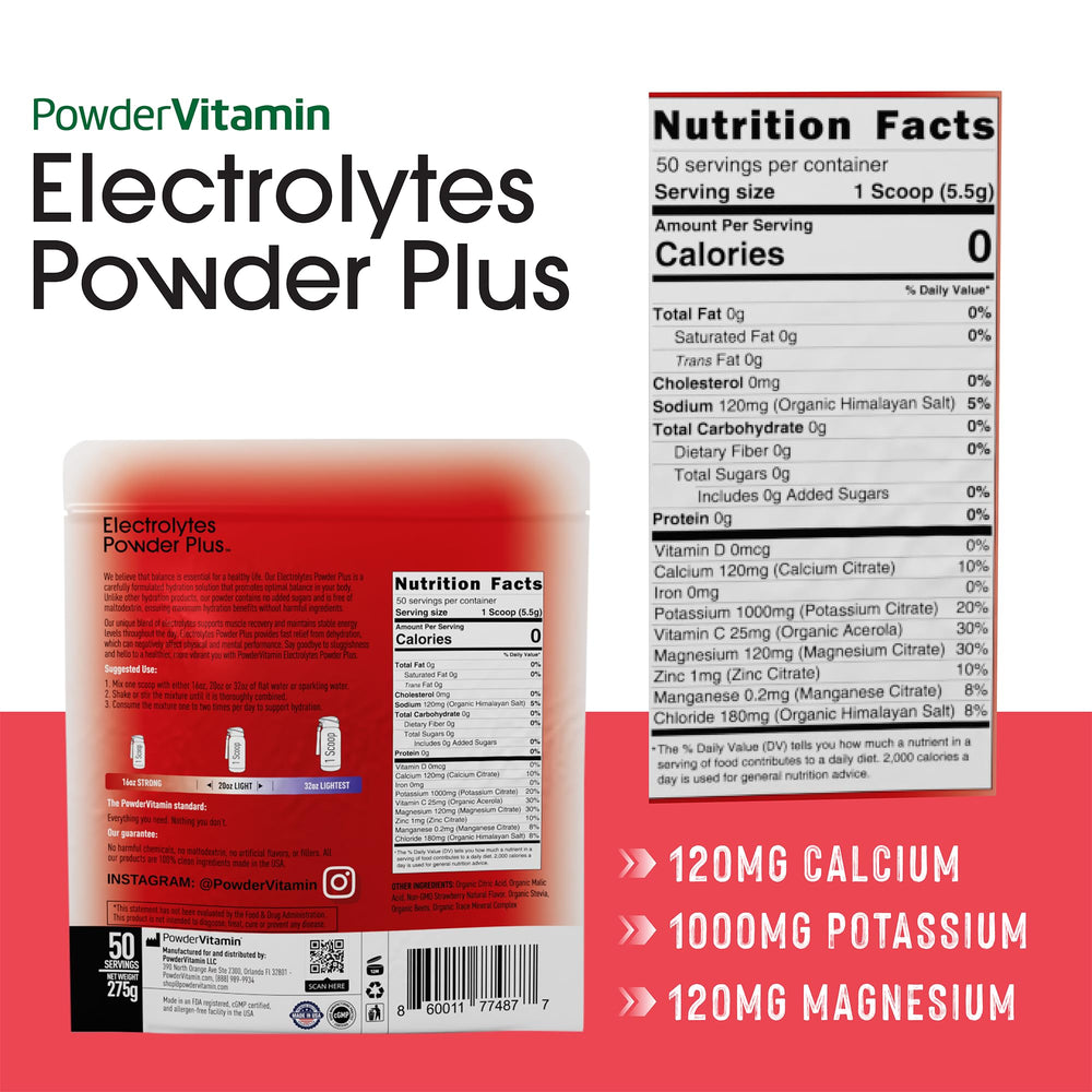 PowderVitamin Electrolytes Keto Strawberry being poured into water for quick hydration.