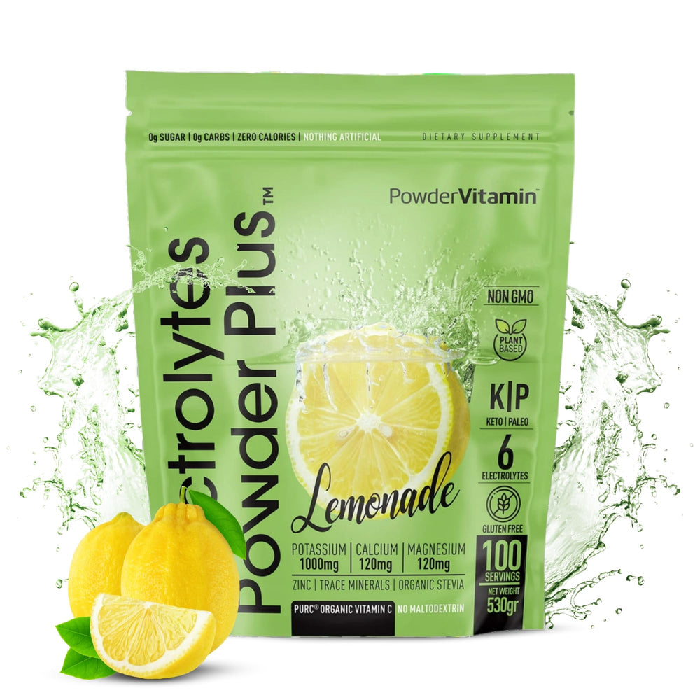 PowderVitamin Electrolytes Lemonade bottle for sugar-free hydration during workouts