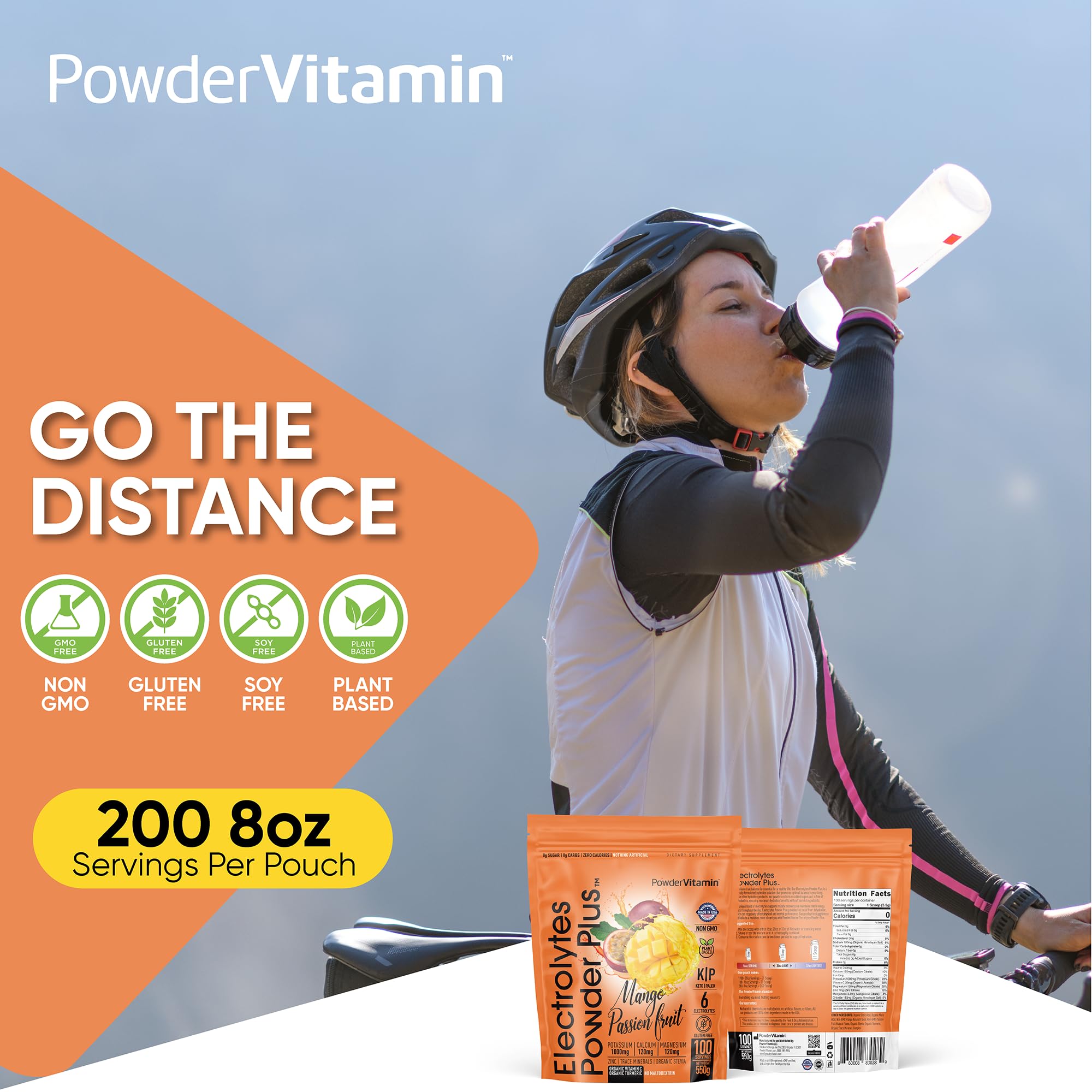 PowderVitamin Electrolytes Plus 1000 mg potassium highlighted on the bottle.