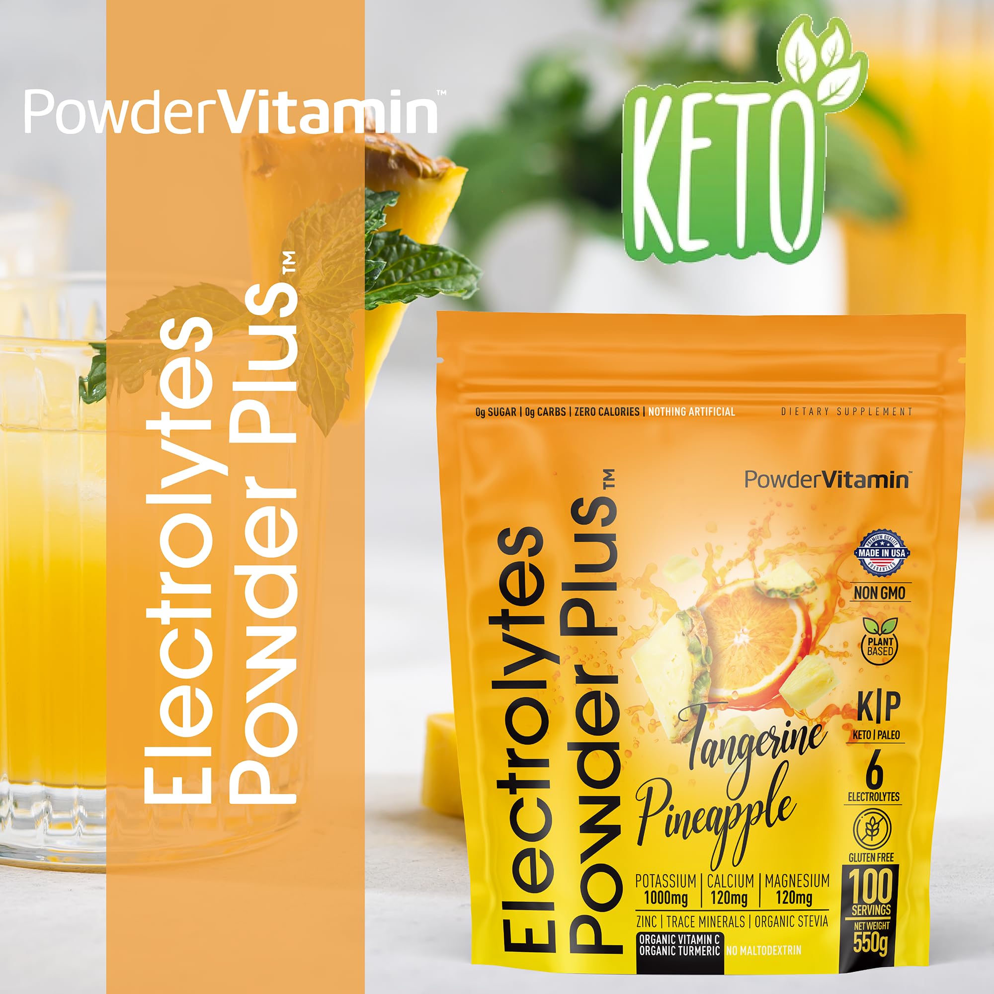 PowderVitamin Electrolytes Plus glass of citrus hydration