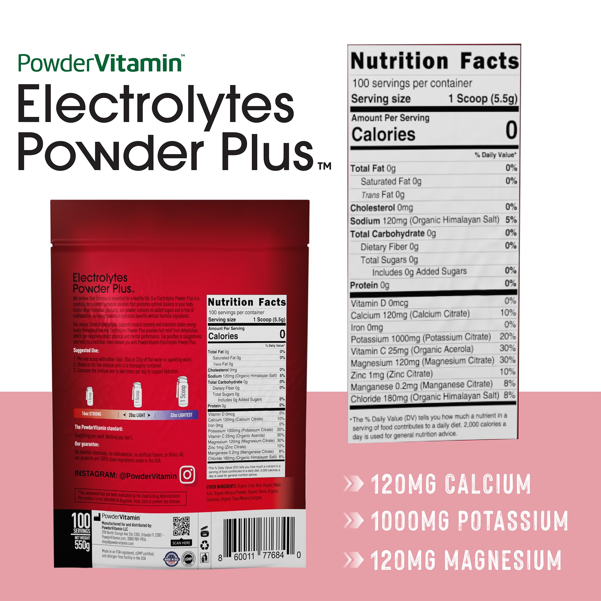 PowderVitamin Electrolytes Plus hibiscus glass dissolve shows quick mixing in water
