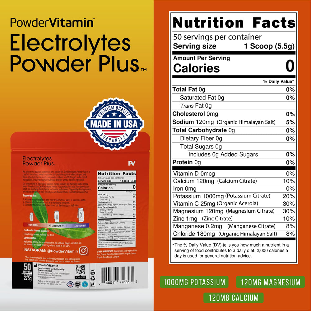 PowderVitamin Electrolytes Plus keto-friendly drink without calories remains hydration