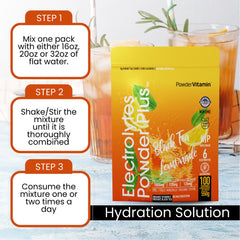 PowderVitamin Electrolytes Plus label close-up highlighting minerals.