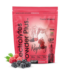 PowderVitamin Electrolytes Plus Raspberry bottle ready for hydration on the go