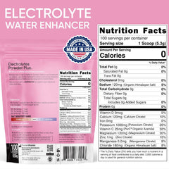 Pouch labeled PowderVitamin Electrolytes Plus offers 100 servings for long-lasting hydration.