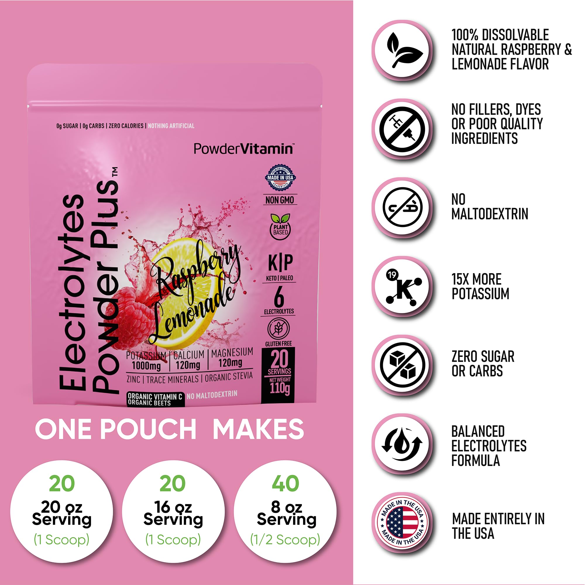 PowderVitamin Electrolytes Plus scoop for easy measuring and mixing.