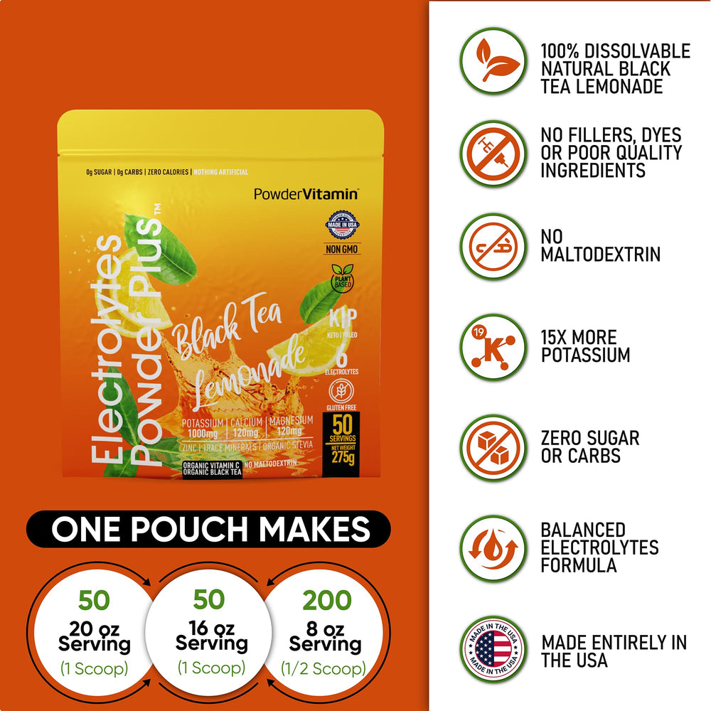 PowderVitamin Electrolytes Plus USA-made label signals clean ingredients