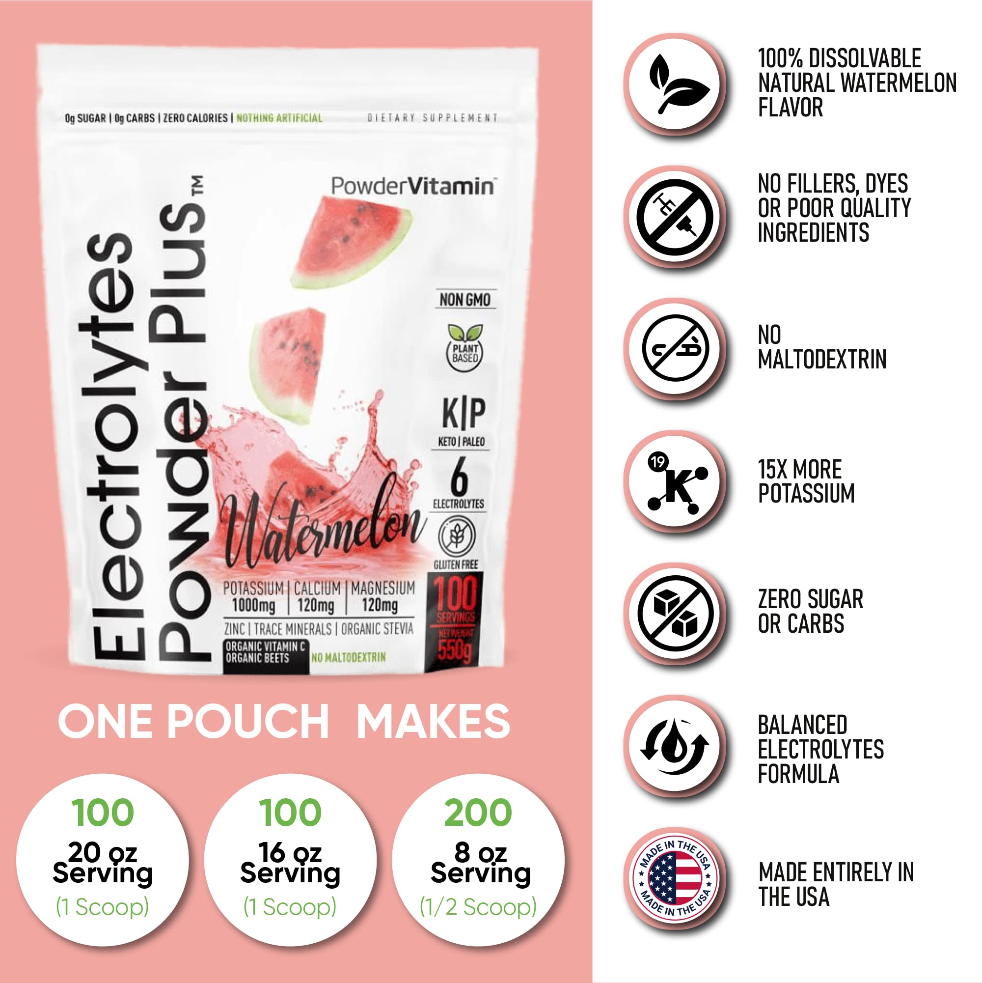 PowderVitamin Electrolytes Plus organic beets highlight natural minerals