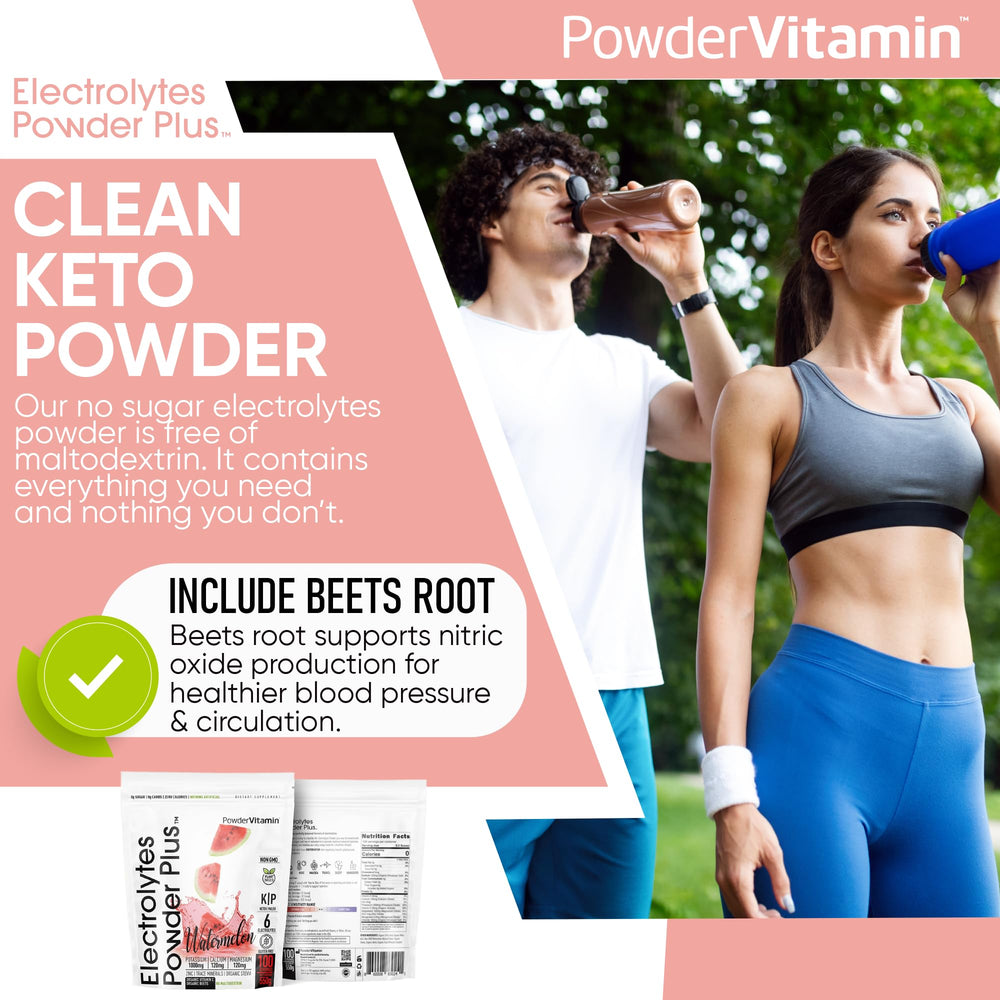 PowderVitamin Electrolytes Plus pink Himalayan salt balances electrolytes