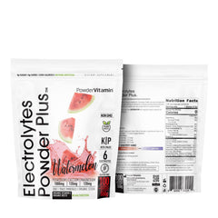 PowderVitamin Electrolytes Plus watermelon powder scoop for post-workout hydration