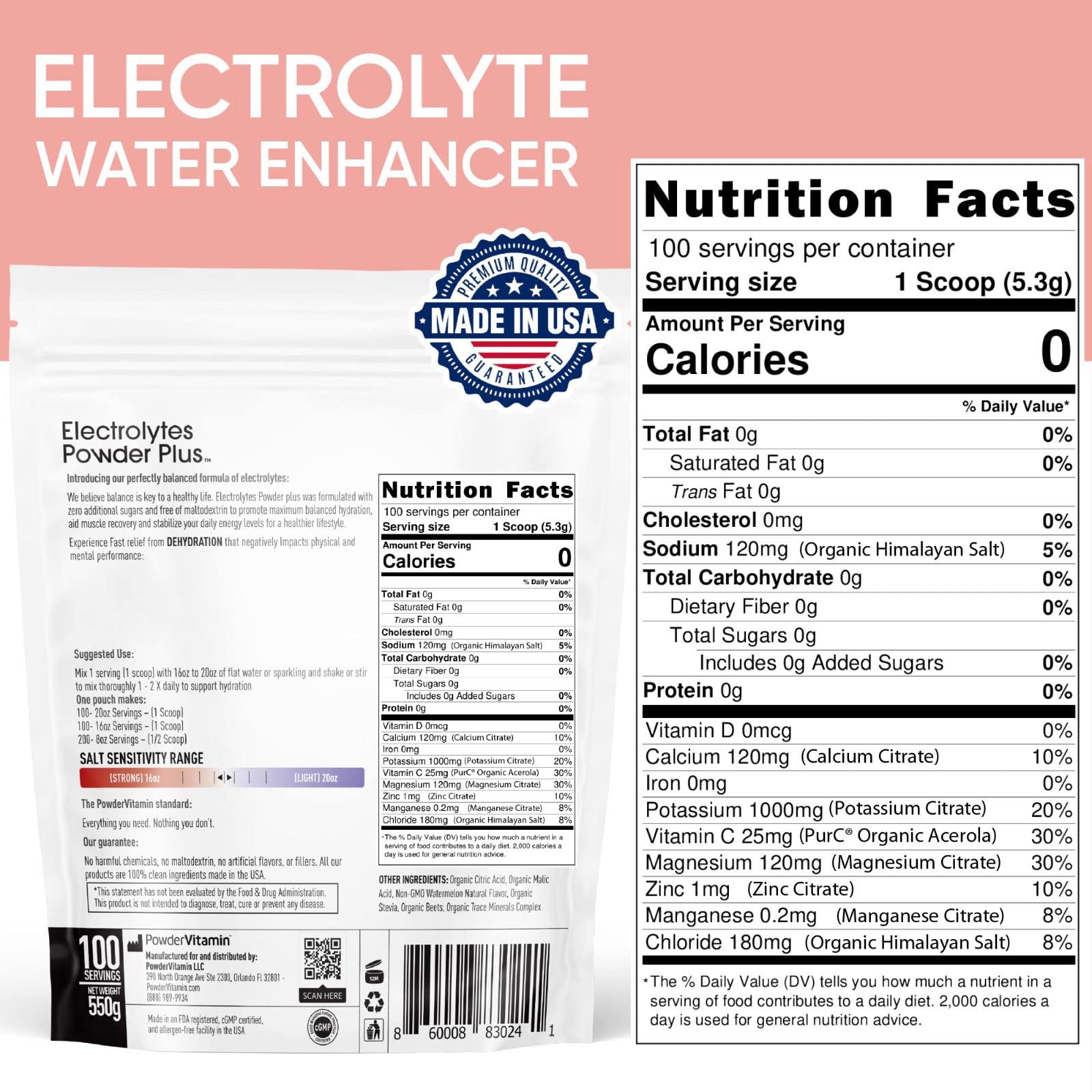 PowderVitamin Electrolytes Plus vitamin C and zinc support immune-friendly hydration