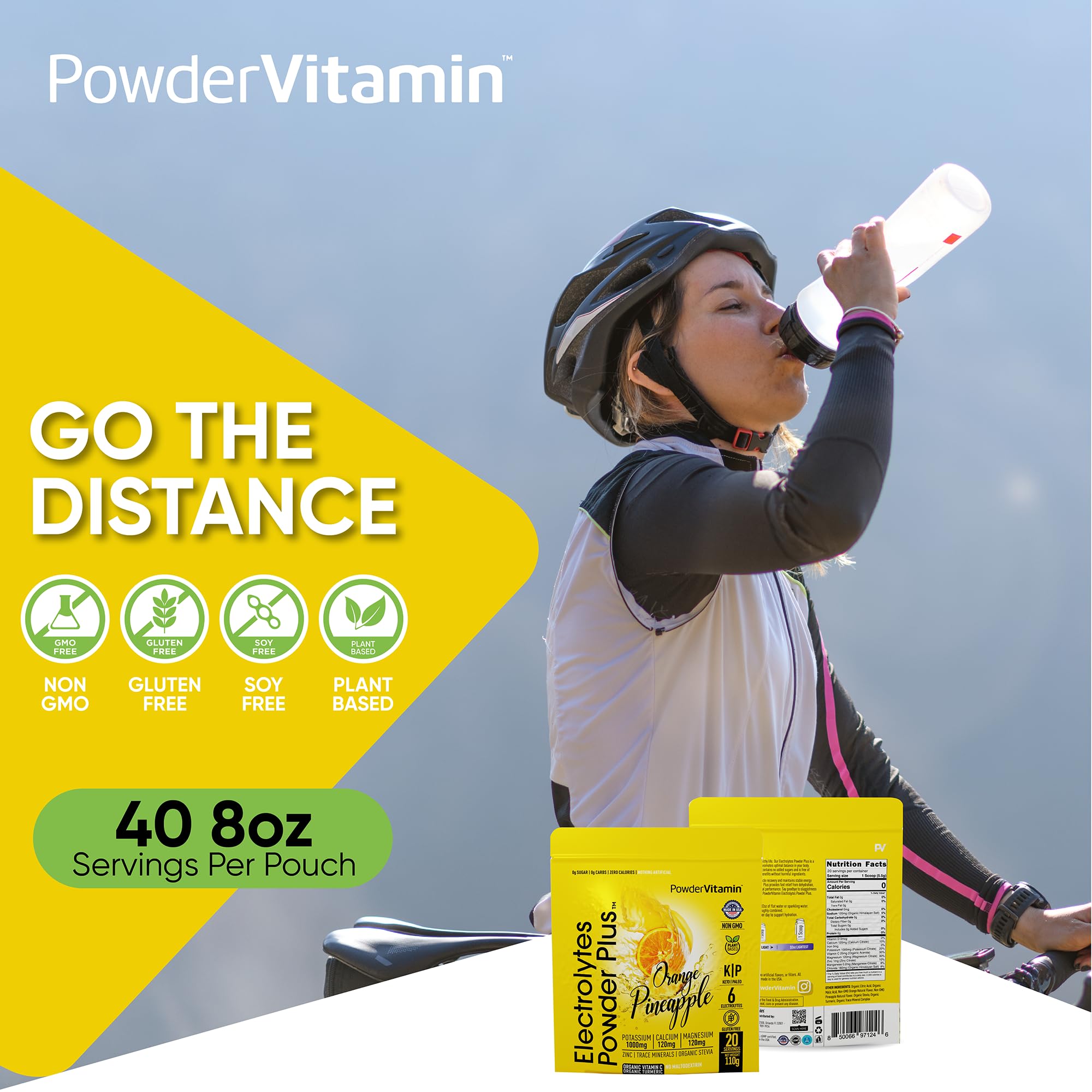 PowderVitamin Electrolytes Plus zero-calorie hydration in a glass