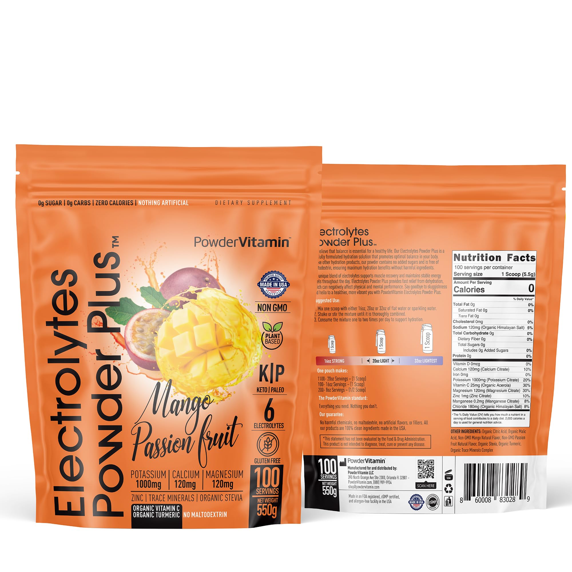 PowderVitamin Electrolytes Plus zero calorie keto drink concept for hydration.