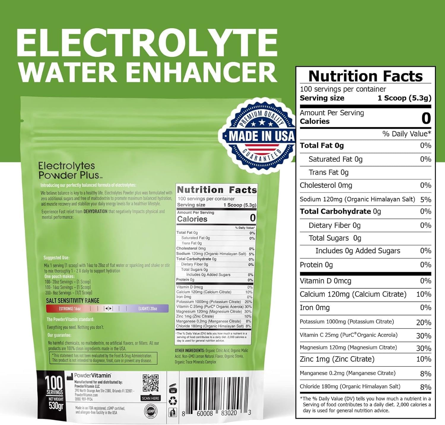 PowderVitamin Electrolytes potassium boost emphasizes high-potassium option