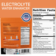 PowderVitamin Electrolytes Powder Plus 20-serving container displayed for convenient hydration