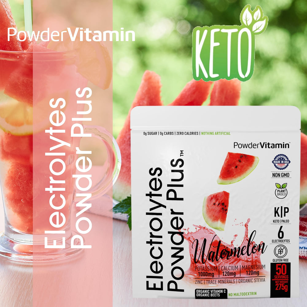 PowderVitamin Electrolytes Plus mixed into cold water after outdoor activity