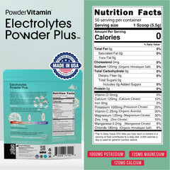 PowderVitamin Electrolytes Powder Plus 50 servings pouch highlights sugar-free hydration.