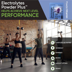 PowderVitamin Electrolytes Plus 50-serving pouch for on-the-go hydration.