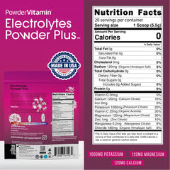 PowderVitamin Electrolytes Powder Plus black-tea-hibiscus-flavor refreshing hydration.