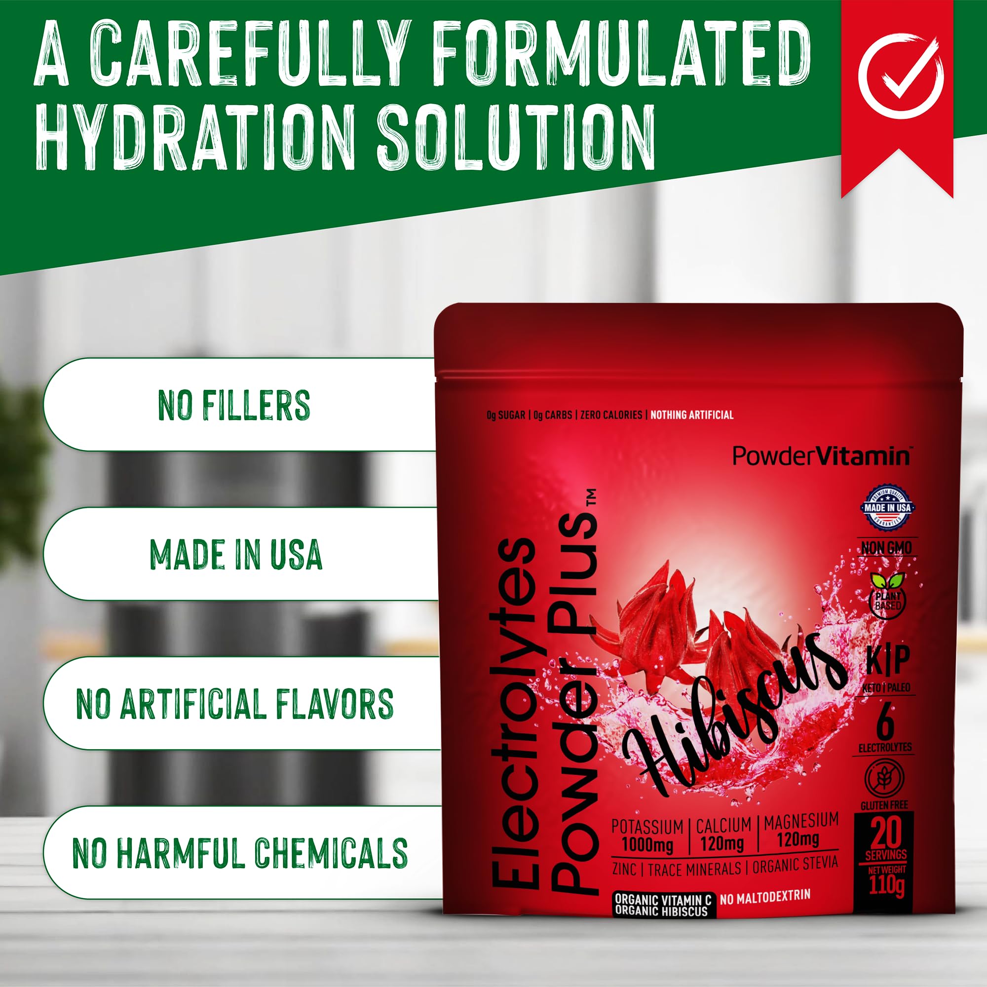 PowderVitamin Electrolytes Powder Plus bottle beside towel for workouts and travel