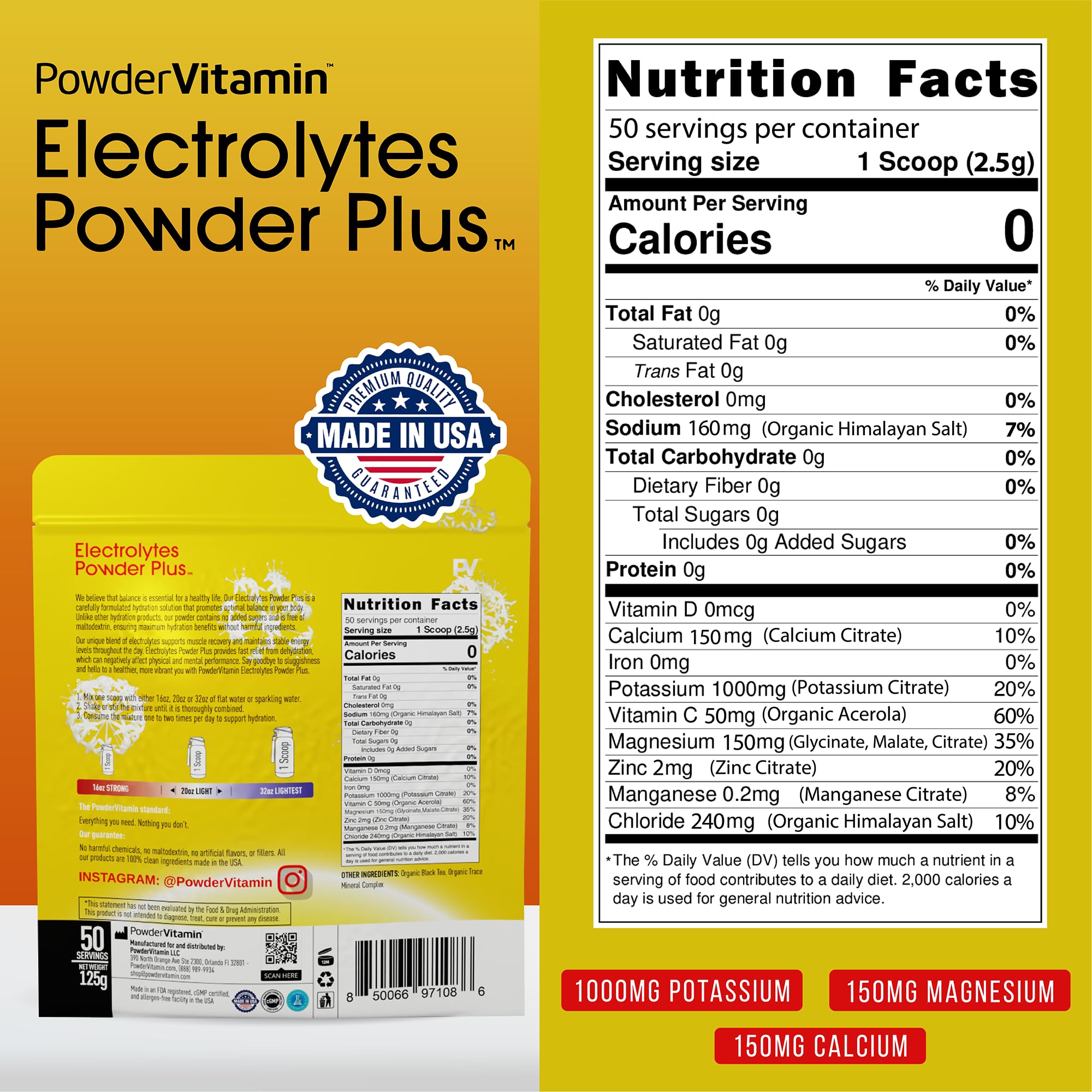 PowderVitamin Electrolytes Plus dissolving in water for quick hydration.