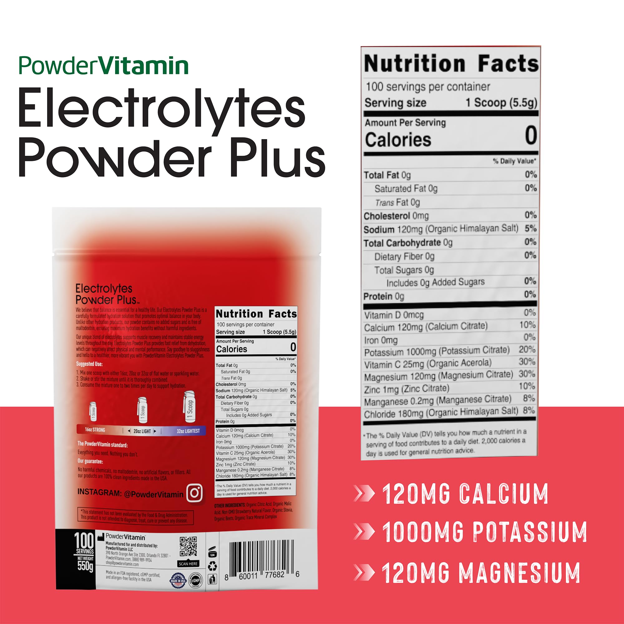 PowderVitamin Electrolytes Plus glass of water showing sugar-free hydration option