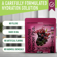 PowderVitamin Electrolytes Plus grape ingredients highlight minerals for balance
