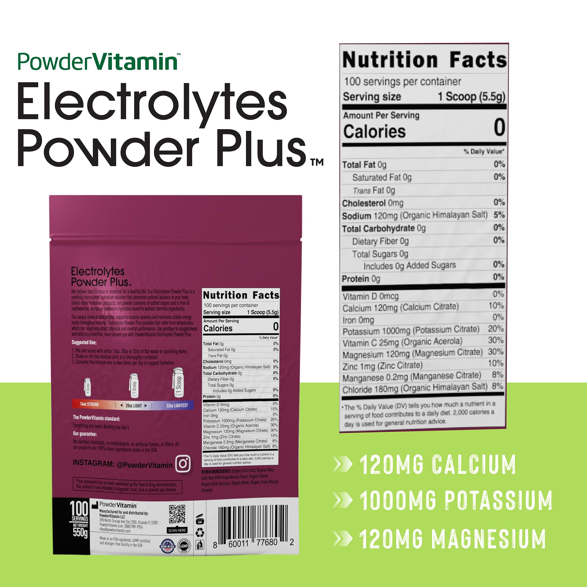 PowderVitamin Electrolytes Plus grape pour into water after workout.