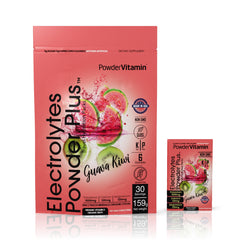 PowderVitamin Electrolytes Plus Guava Kiwi packets ready for keto hydration