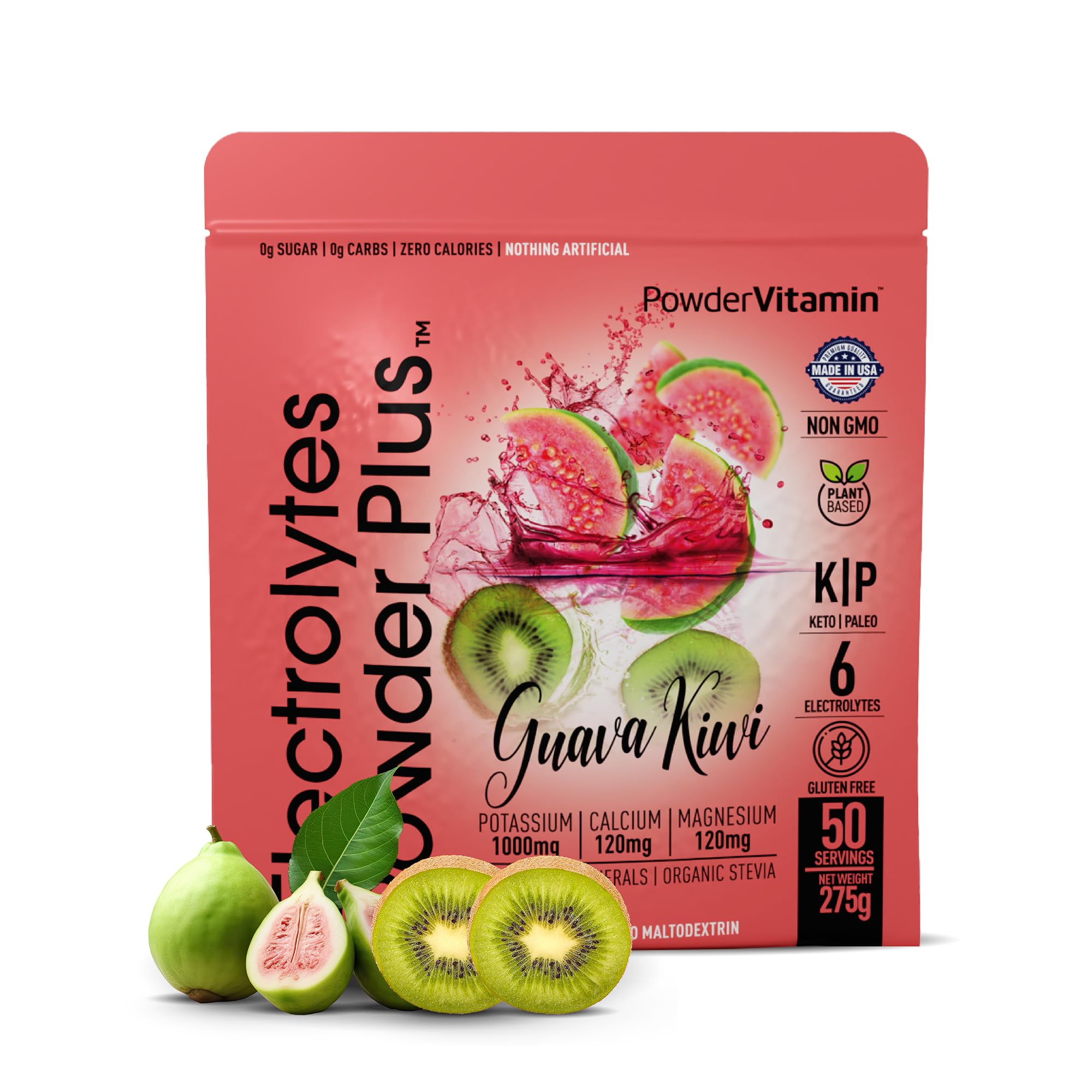 PowderVitamin Electrolytes Powder Plus tub front for keto hydration.
