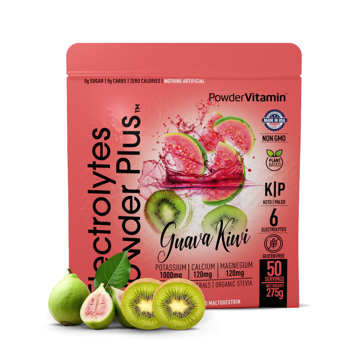 PowderVitamin Electrolytes Powder Plus tub front for keto hydration.