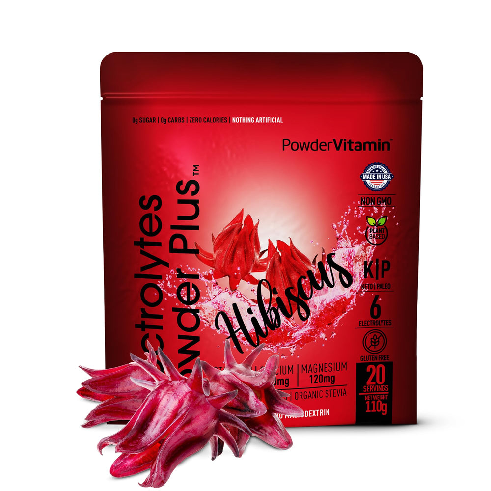 PowderVitamin Electrolytes Powder Plus hibiscus pouch for sugar-free hydration on the go
