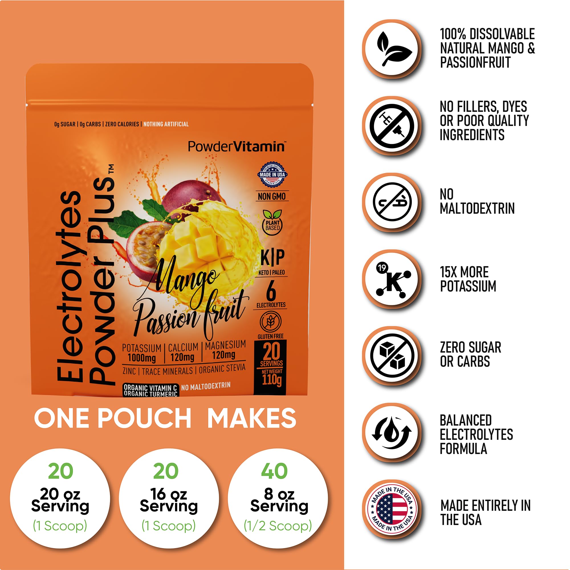 PowderVitamin Electrolytes Powder Plus ready-to-mix for post-workout recovery and hydration