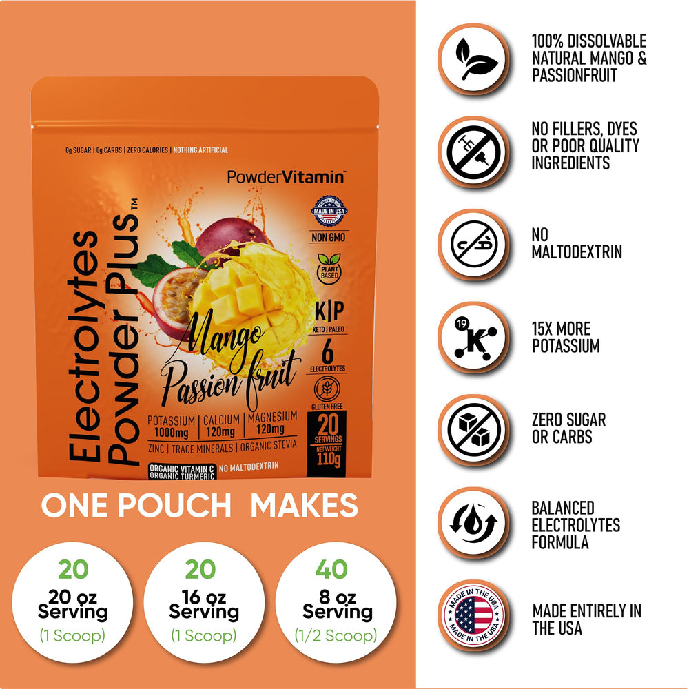 PowderVitamin Electrolytes Powder Plus ready-to-mix for post-workout recovery and hydration