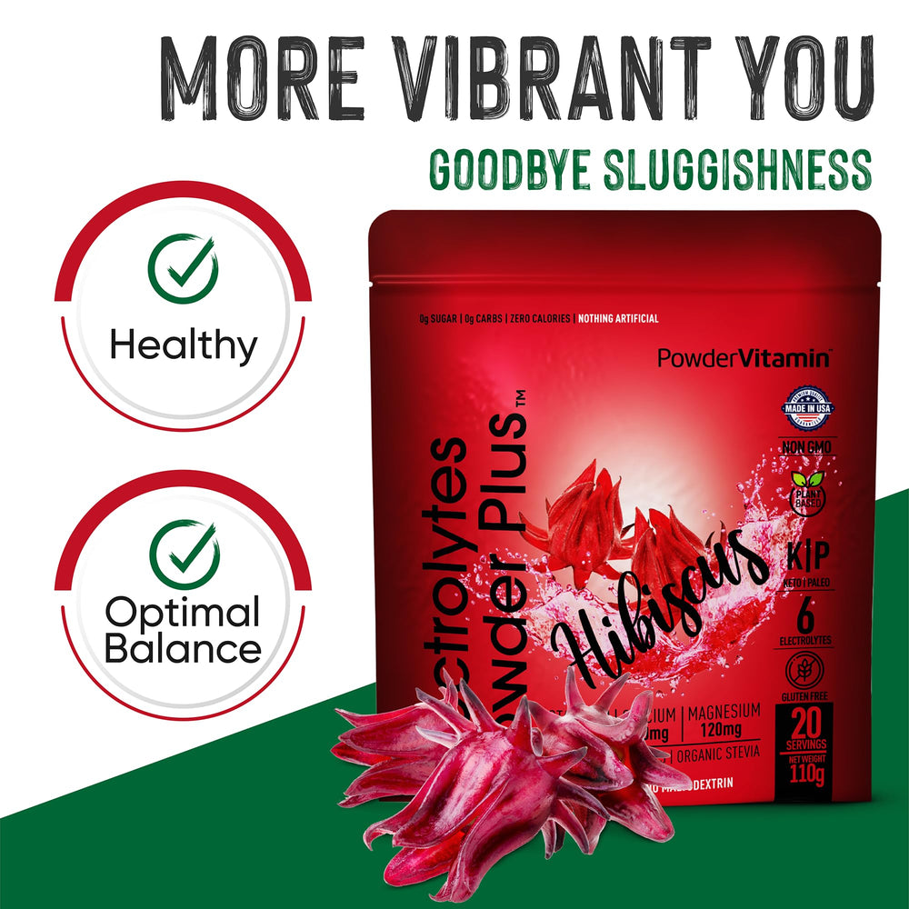 PowderVitamin Electrolytes Powder Plus label close-up highlights key minerals