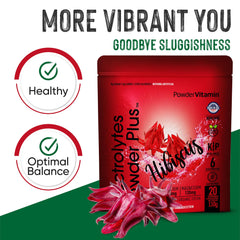 PowderVitamin Electrolytes Powder Plus label close-up highlights key minerals