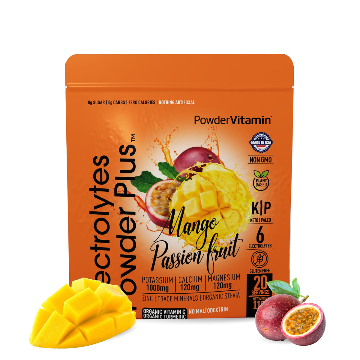 PowderVitamin Electrolytes Powder Plus mango pour for quick hydration after workouts
