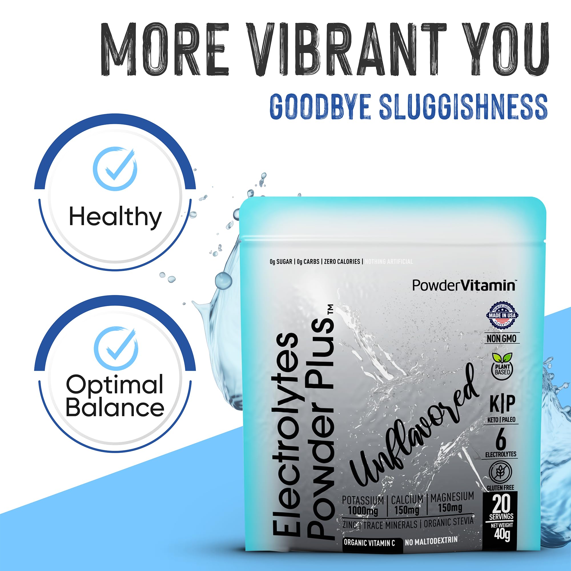 PowderVitamin Electrolytes Powder Plus pink Himalayan salt highlight