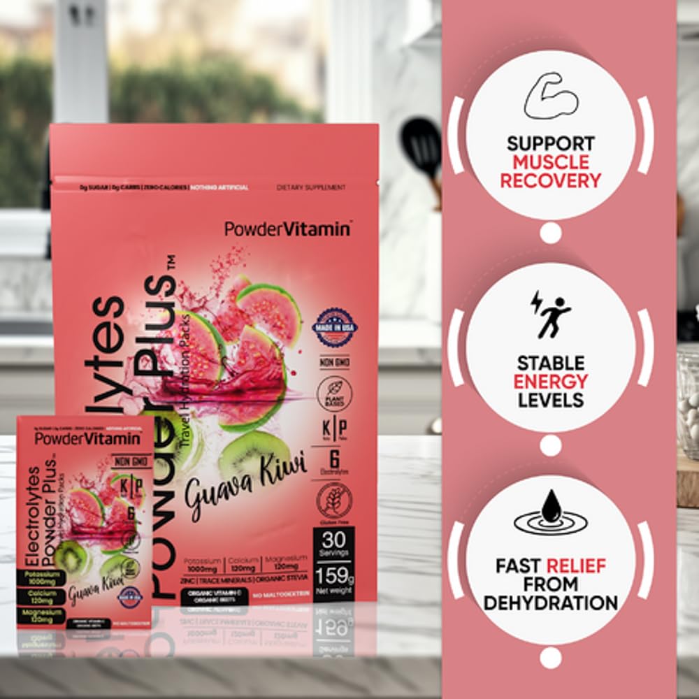 PowderVitamin Electrolytes Plus delivers 1000 mg potassium per serving