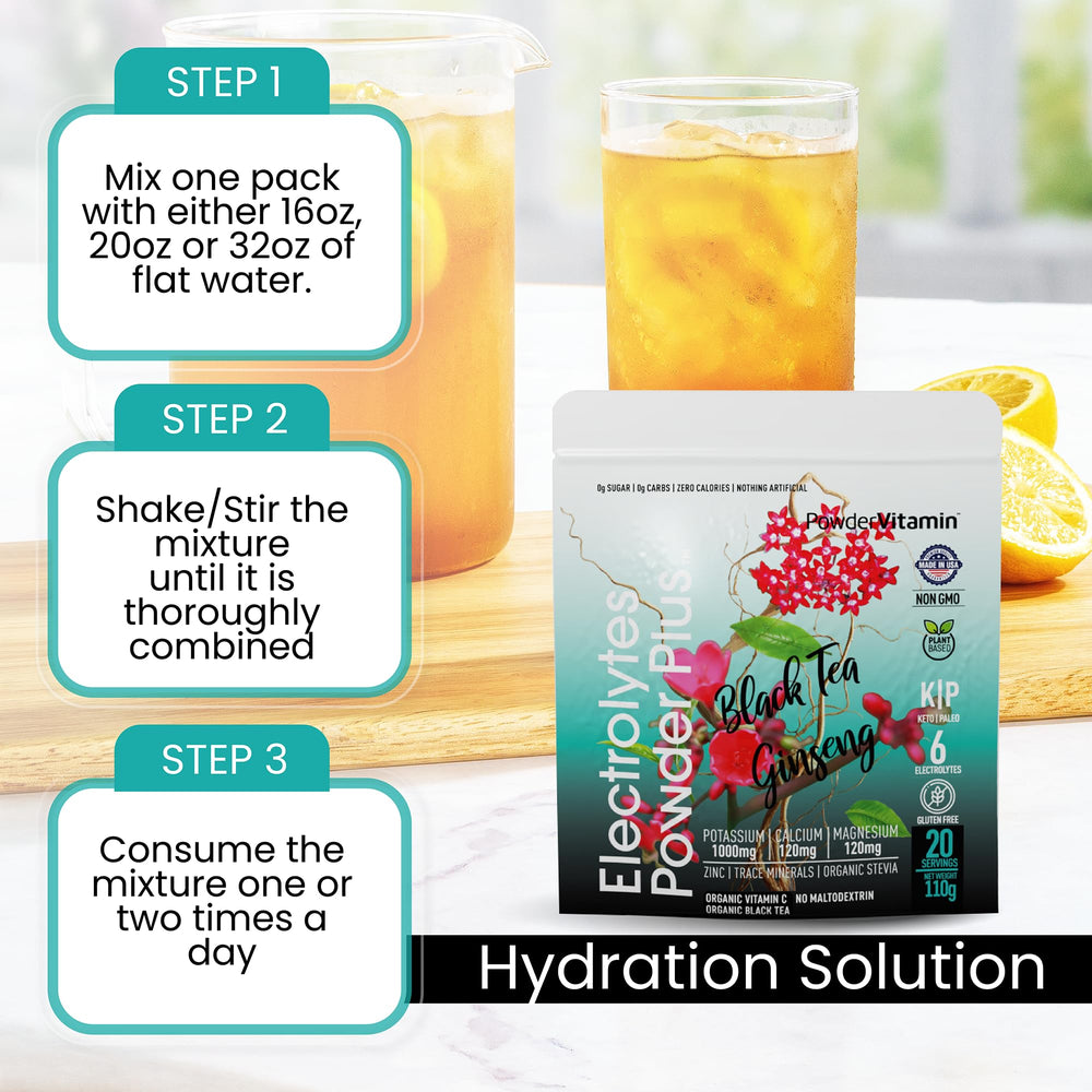 PowderVitamin Electrolytes Powder Plus resealable 110g pouch for on-the-go hydration