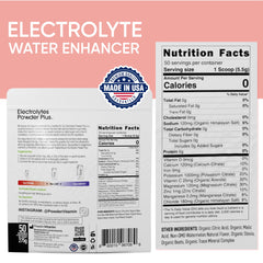 PowderVitamin Electrolytes Plus scoop beside a glass for keto hydration