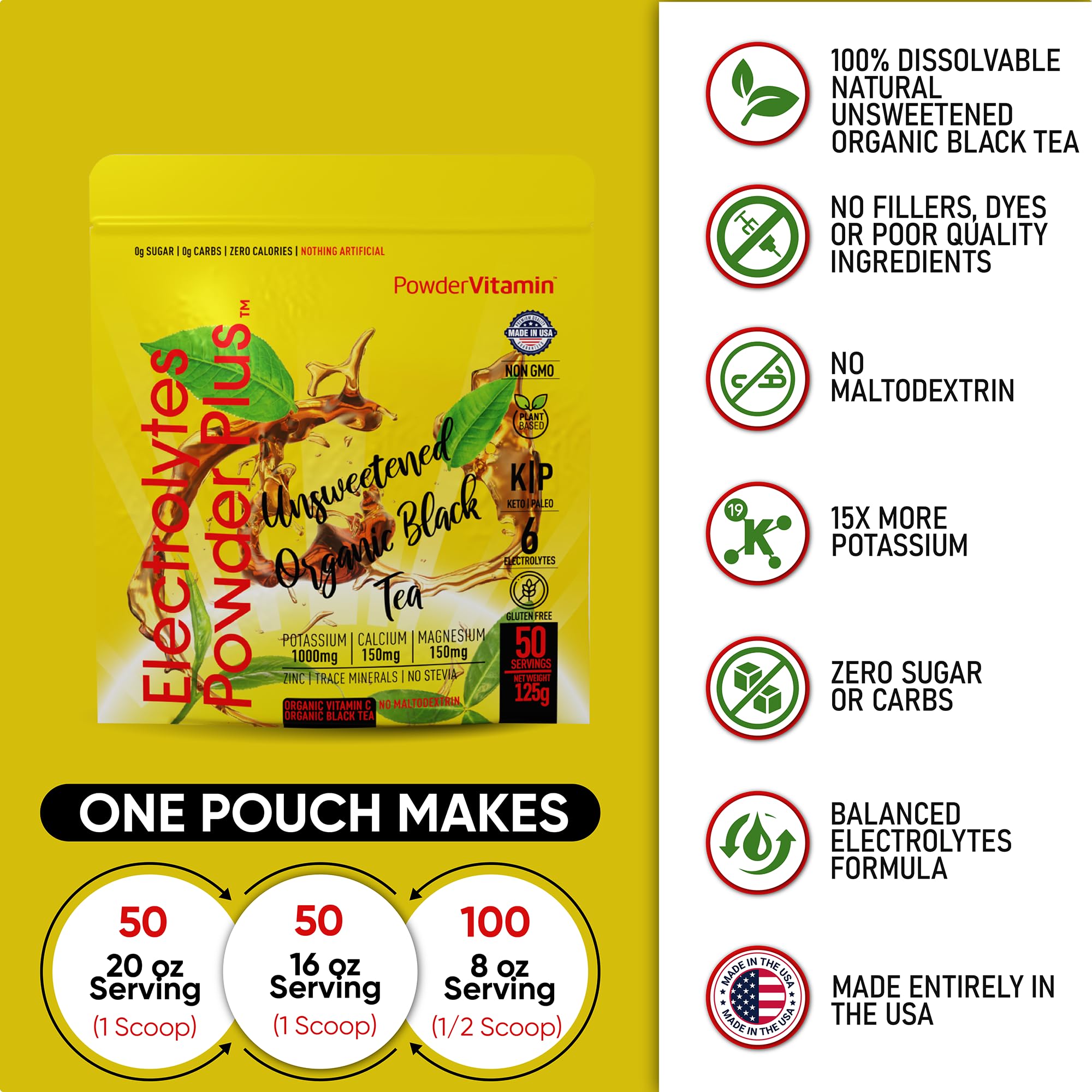 PowderVitamin Electrolytes Plus scoop included for precise servings.