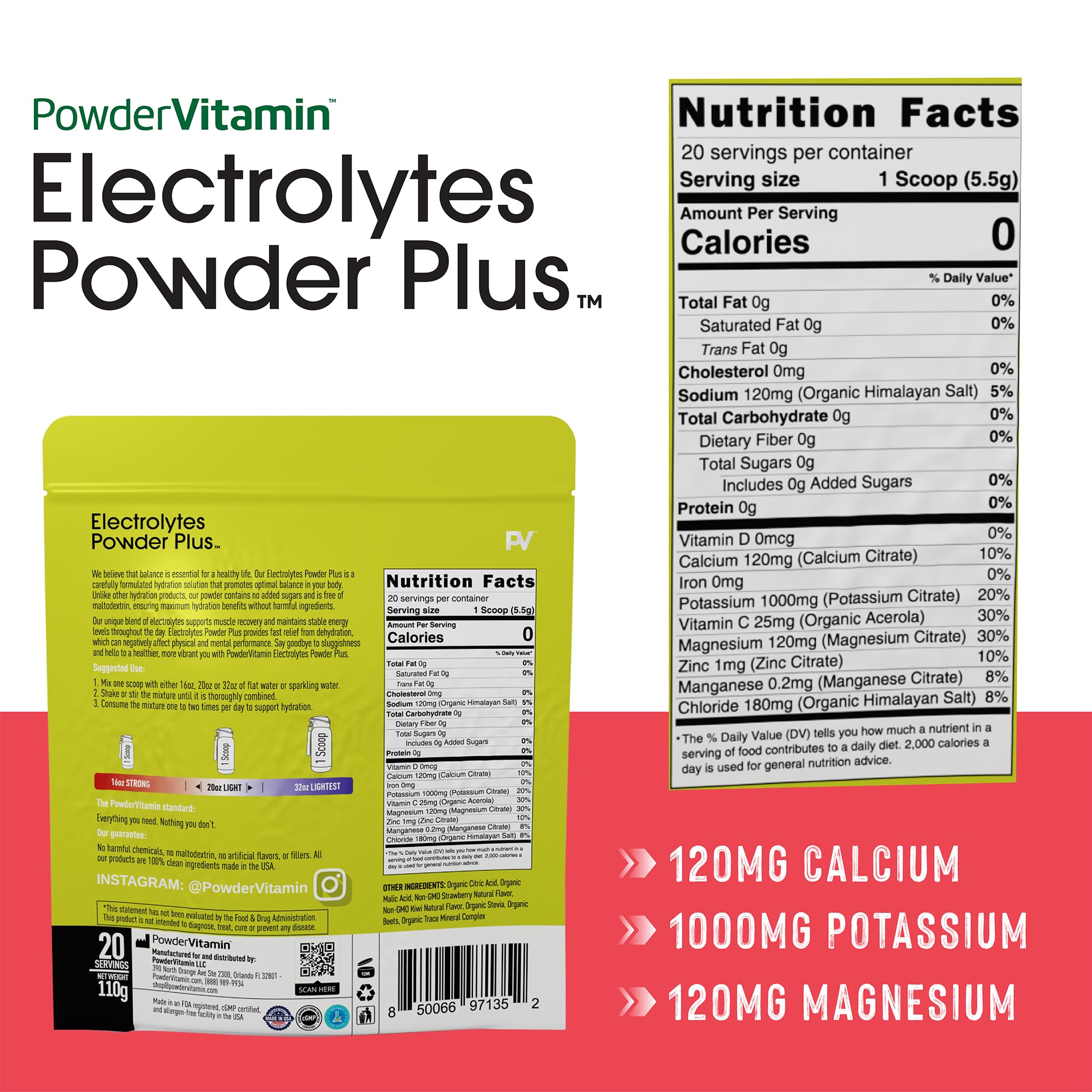 PowderVitamin Electrolytes Plus mixed into water for quick hydration.