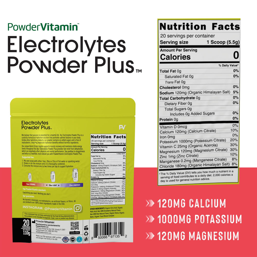 PowderVitamin Electrolytes Plus mixed into water for quick hydration.